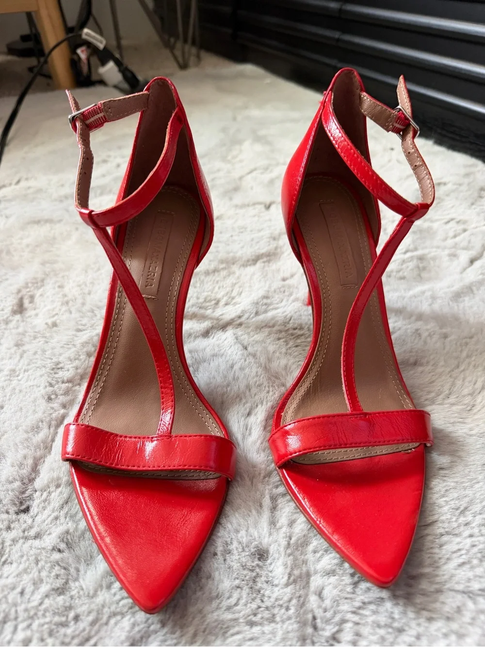 BCBGMaxAzria Red T-Strap Stiletto Sandals 7